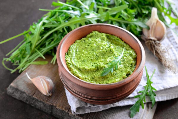 pesto in a rustic