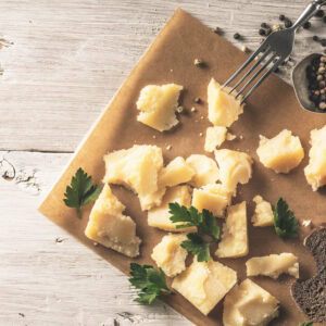 sliced parmesan with bread parsley