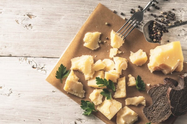 sliced parmesan with bread parsley